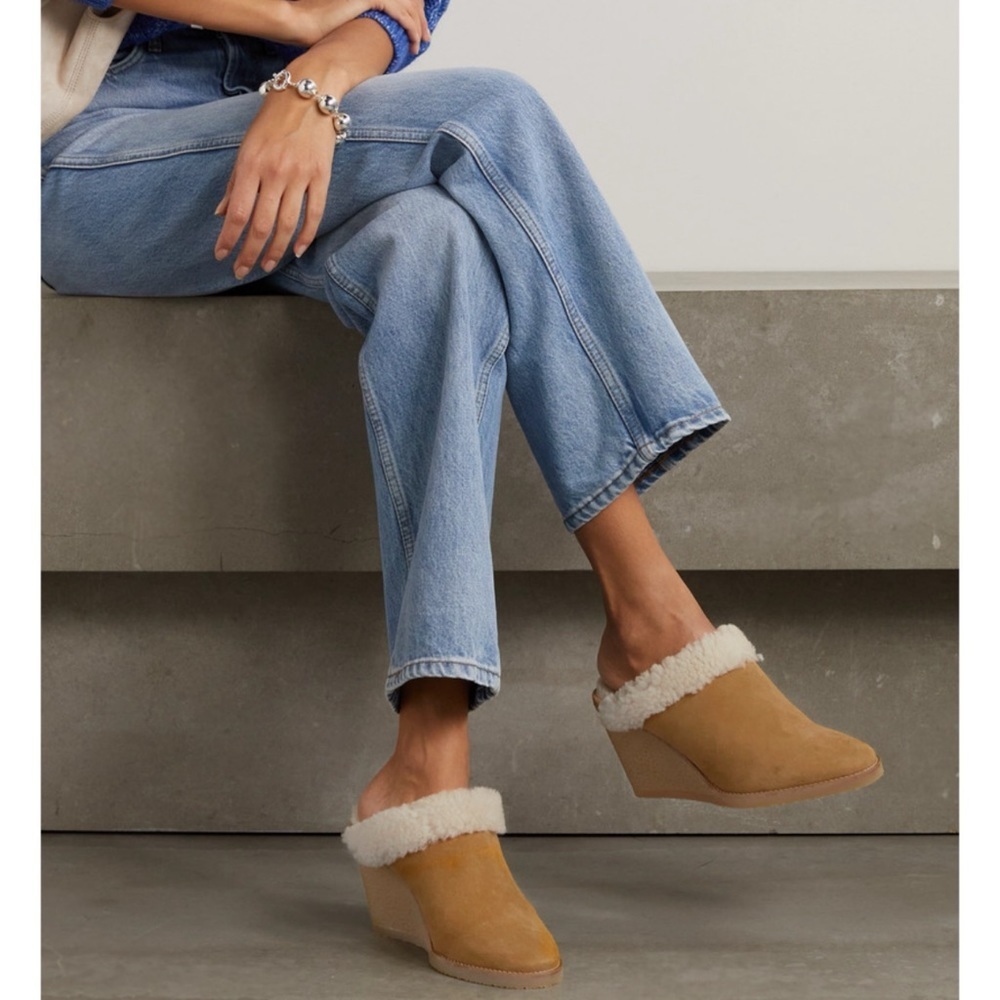 BNIB Isabel Marant's 'Takita' mules shearling wedge slides